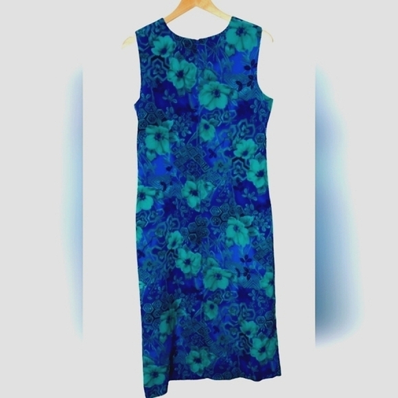 Vintage Dress R&K Sleeveless Shift Floral Tropical Open Side Button Up - Picture 6 of 15